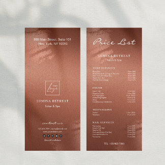 Stylish Bronze Business Logo Price List Reclamekaart