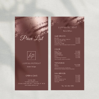 Stylish Bronze Business Logo Price List Reclamekaart