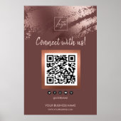 Stylish Bronze Business QR Code Social Media Poster (Voorkant)