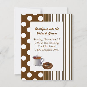 Stylish Brown and White Wedding Breakfast Invitati Kaart