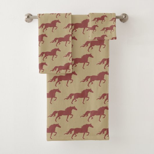 Stylish Brown Bay Horse Silhouettes on Beige (En situation)