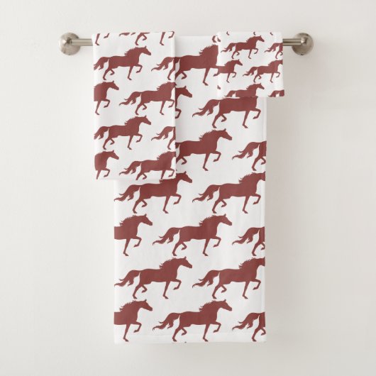 Stylish Brown Bay Horse Silhouettes on White (En situation)