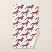 Stylish Brown Bay Horse Silhouettes on White (Serviette à main)