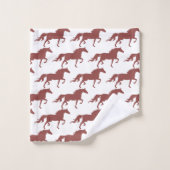 Stylish Brown Bay Horse Silhouettes on White (Gant de toilette)