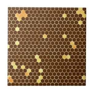 Stylish Brown Gold Honeycomb Tegeltje