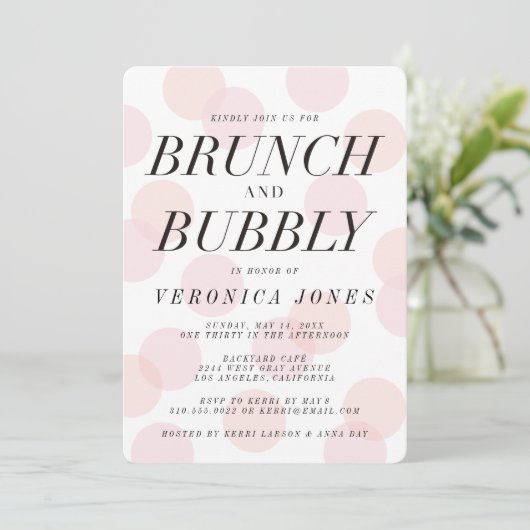 Stylish Brunch en Bubble Bridal Shower Invitation Kaart (Staand voorkant)