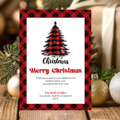 Stylish Buffalo Check Christmas Greeting Card Feestdagenkaart
