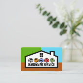 Stylish Building Frame With Handyman Tools Visitekaartje (Staand voorkant)