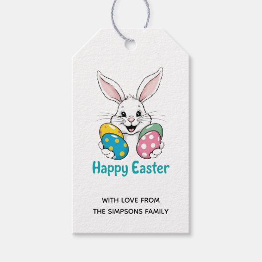 Stylish bunny eggs Floral Happy Easter Cadeaulabel (Voorkant)