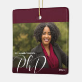 Stylish Burgundy Photo PhD Afstuderen Keramisch Ornament (Links)