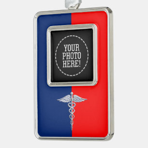 Stylish Caduceus Medical Symbol League Verzilverd Kader Ornament