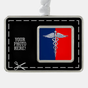 Stylish Caduceus Medical Symbol League Verzilverd Kader Ornament
