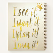 Stylish Cahier Motivant Ivoire Script Or (Dos)