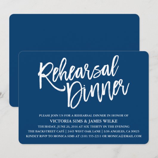Stylish Calligraphy Rehearer Dîner Invitation (Devant / Derrière)