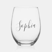 Stylish Calligraphy Script Monogram  Wijnglas Zonder Voet (Voorkant)