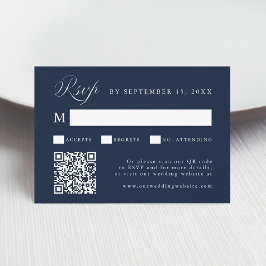 Stylish Calligraphy Script Wedding Navy Blue  RSVP Kaartje