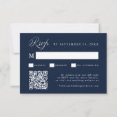 Stylish Calligraphy Script Wedding Navy Blue RSVP Kaartje (Voorkant)