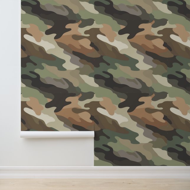Stylish Camouflage Pattern Home Wallpaper Behang (Applicatie)