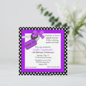 Stylish Car Keys Sweet 16 Invitation (Debout devant)