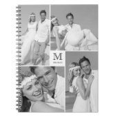 Stylish Center Square Monogram Weddenschap Foto Notitieboek (Voorkant)