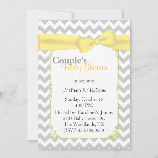 Stylish Chevron Couple's Baby shower Invitation Kaart (Voorkant)