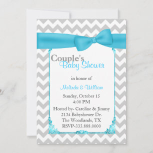 Stylish Chevron Couple's Baby shower Invitation Kaart