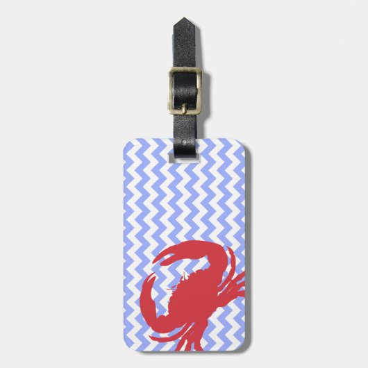 Stylish Chevron & Crab Bagagelabel (Voorkant verticaal)
