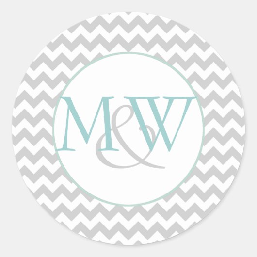 Stylish Chevron Monogram Wedding Envelope Sticker (Voorkant)