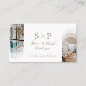 Stylish Chic Elegant Arch Photos Monogram QR Code Visitekaartje (Voorkant)