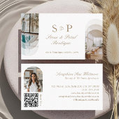 Stylish Chic Elegant Arch Photos Monogram QR Code Visitekaartje