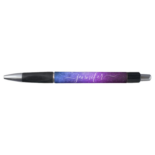 stylish chic purple glitters custom name pen (Voorkant)