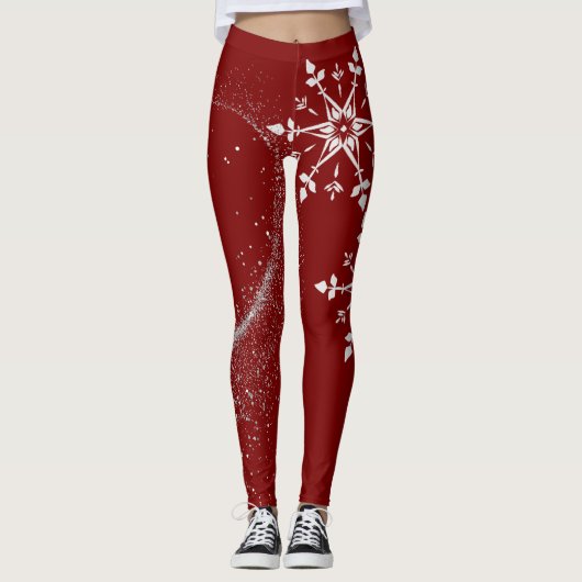 Stylish Christmas red leggings . (Devant)