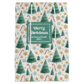 Stylish Christmas trees candy canes custom gifting Medium Cadeauzakje (Achterkant)