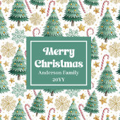 Stylish Christmas trees gift bag earthy tones Medium Cadeauzakje