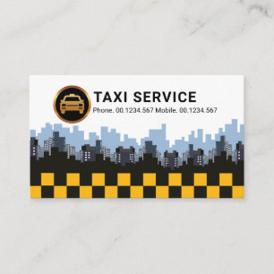 Stylish City Skyline Yellow Taxi Check Boxes Visitekaartje
