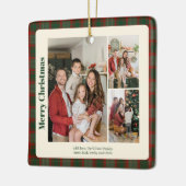 Stylish Classy Plaid 3 photos Christmas Keramisch Ornament (Links)