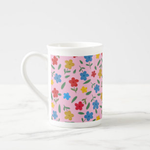 STYLISH COLORFUL FLOWERS PATTERN PORSELEIN KOP
