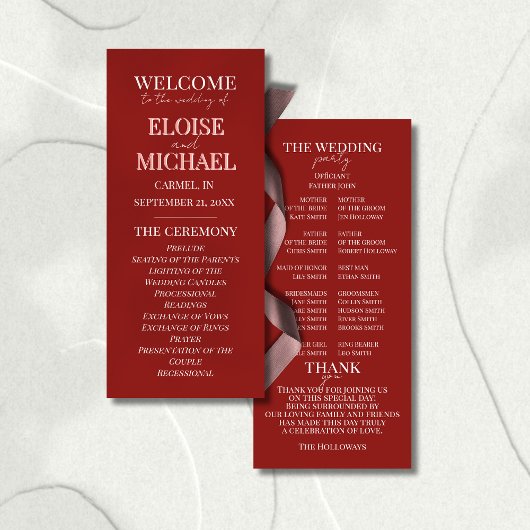 Stylish Contemporary Pink and Red Ceremony Program