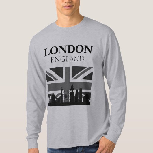 Stylish Cool Black Grey London Union Jack T-shirt (Voorkant)