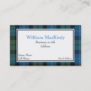 Stylish Custom MacKirdy Scottish Tartan Pset Visitekaartje