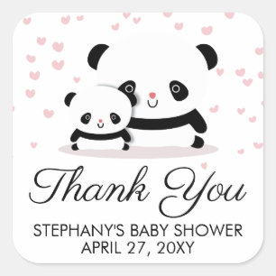 Stylish Cute Panda Baby shower Dank u wel Stickers