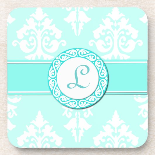 Stylish Damask en Monogram Onderzetter (Voorkant)