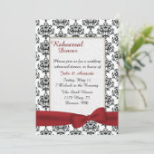 Stylish Damask Wedding Rehearsal Dinner Invitation Kaart (Staand voorkant)