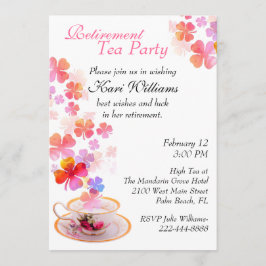 Stylish Dames Retirement Tea Party Invitation Kaart