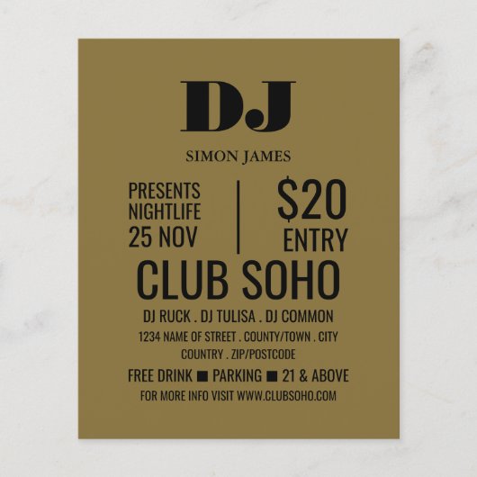Stylish DJ, Club Event Adverteren Flyer (Voorkant)
