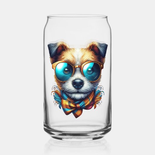 Stylish Dog With Glasses Colorful Modern Pet Art (Recto)