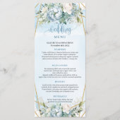 Stylish Dusty Blue Eucalyptus Leaves Wedding Menu (Voorkant)