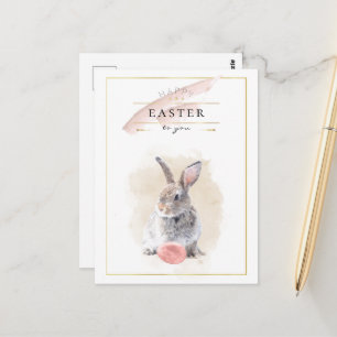 Stylish Easter Bunny Happy Easter Waterverf Art Briefkaart