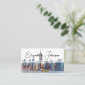 Stylish Elegant Script New York Skyline Visitekaartje (Staand voorkant)