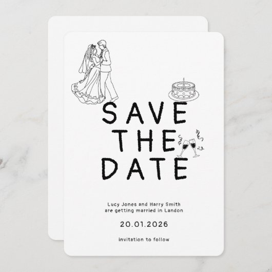 Stylish Elegant Script Wedding Save the Date Card (Devant / Derrière)